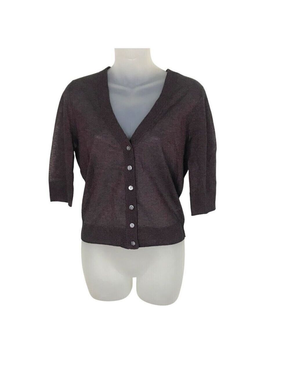 Zadig And Voltaire Deluxe Burgundy 3/4 Sleeve Light Knit Cardigan  Size M
